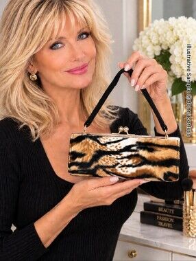 Show Colors Leopard Animal Print Faux Fur Cosmetic Organizer Train Case NWT